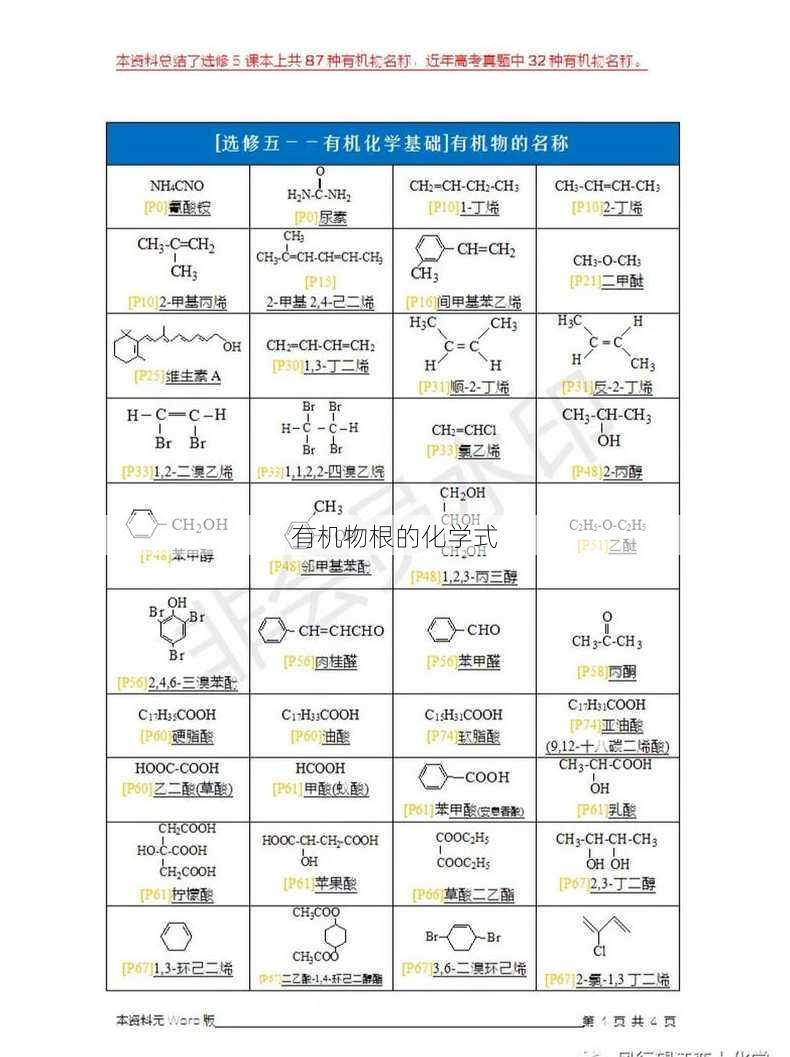 有机物根的化学式