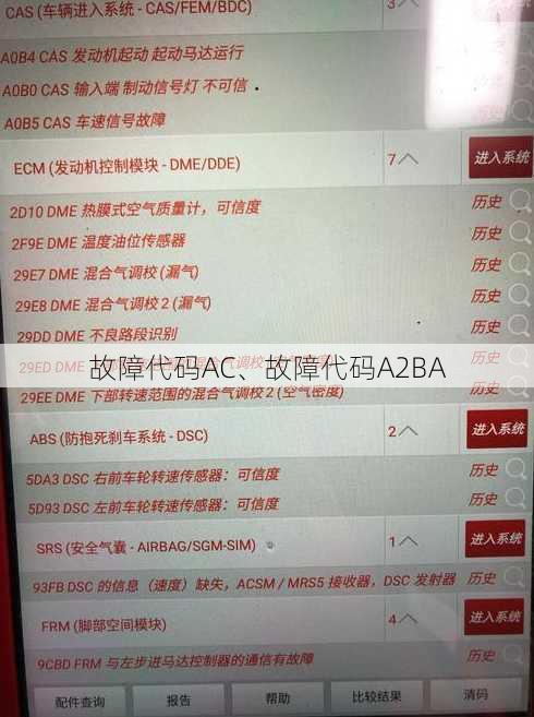 故障代码AC、故障代码A2BA