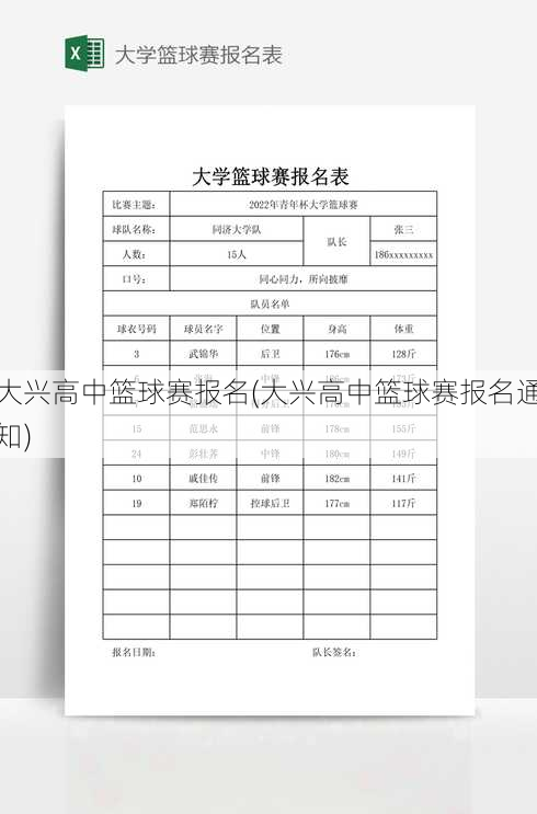 大兴高中篮球赛报名(大兴高中篮球赛报名通知)