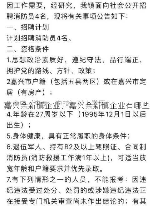 嘉兴余新镇企业、嘉兴余新镇企业有哪些