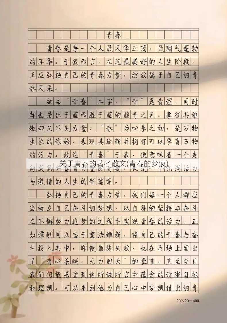 关于青春的著名散文(青春的梦痕)