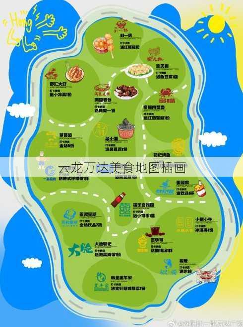 云龙万达美食地图插画