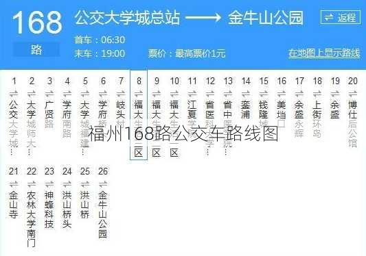 福州168路公交车路线图