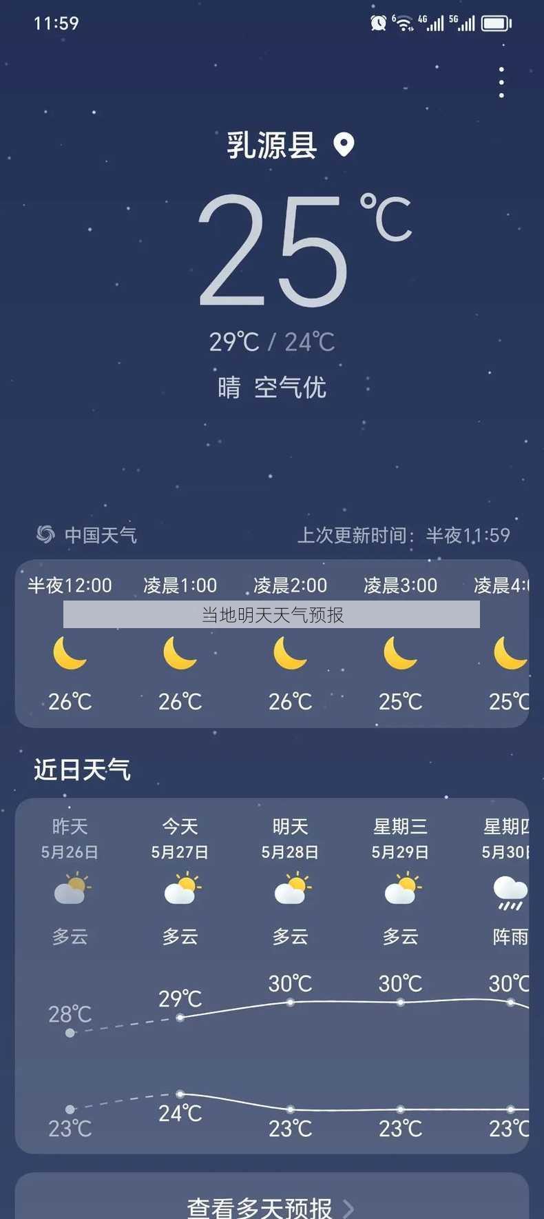 当地明天天气预报