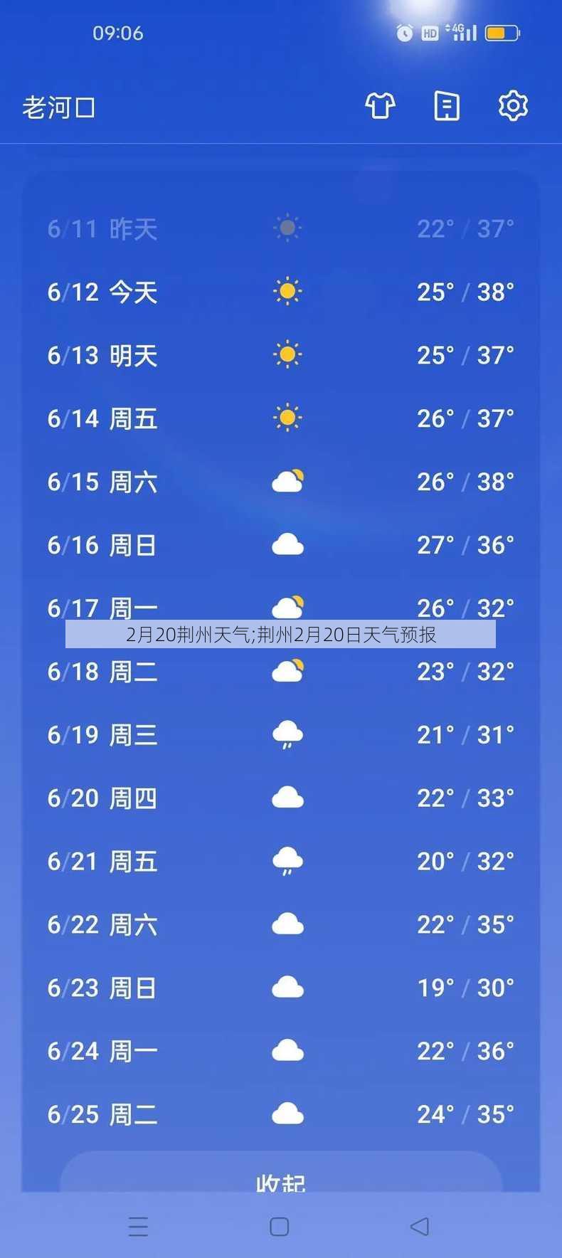 2月20荆州天气;荆州2月20日天气预报