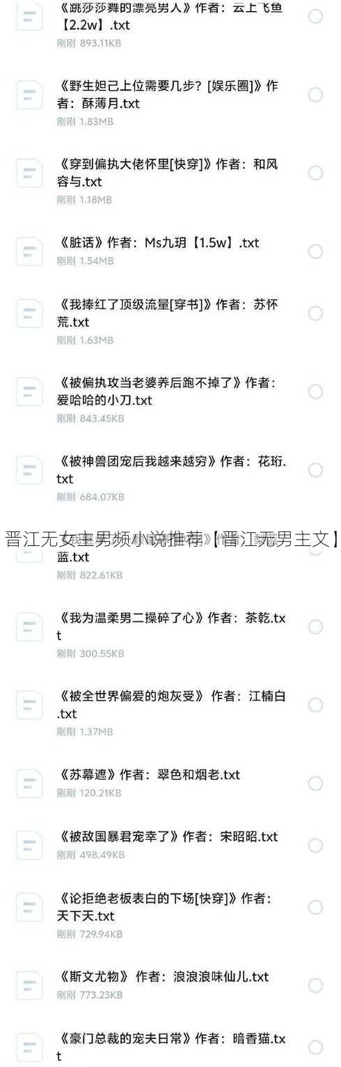 晋江无女主男频小说推荐【晋江无男主文】