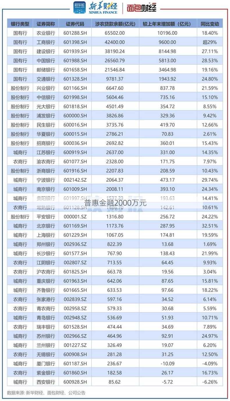 普惠金融2000万元