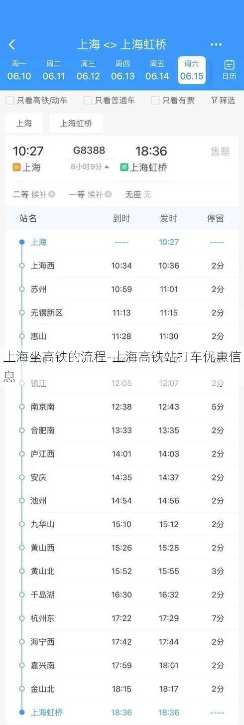 上海坐高铁的流程-上海高铁站打车优惠信息