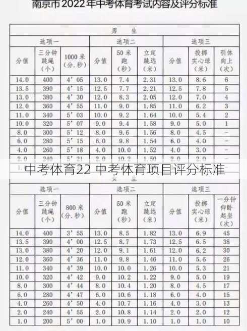 中考体育22 中考体育项目评分标准