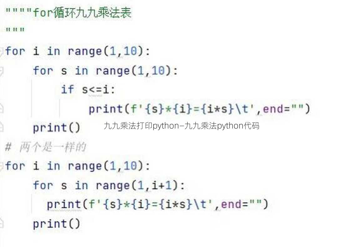 九九乘法打印python—九九乘法python代码