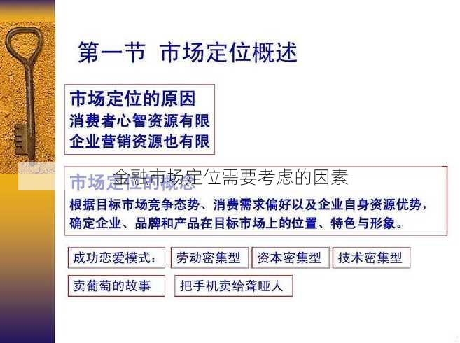 金融市场定位需要考虑的因素