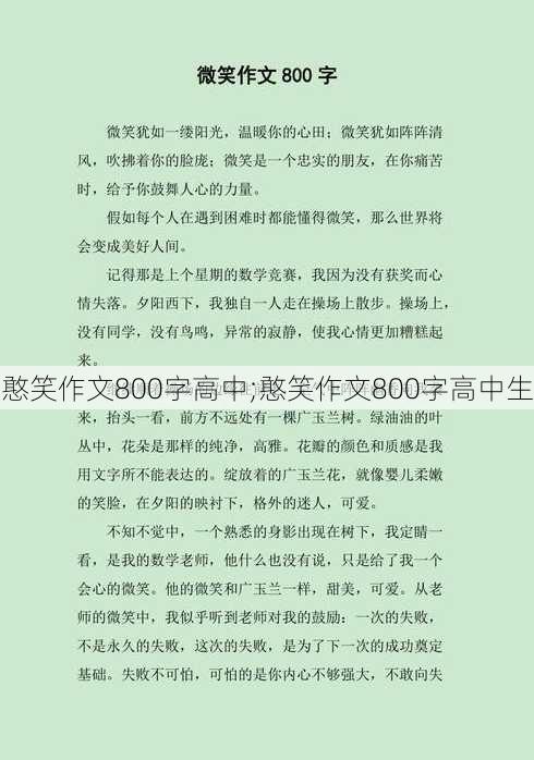 憨笑作文800字高中;憨笑作文800字高中生