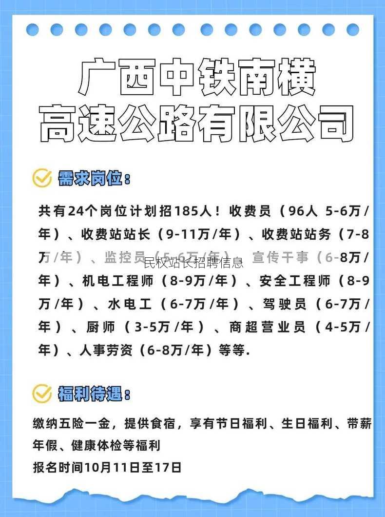 民权站长招聘信息