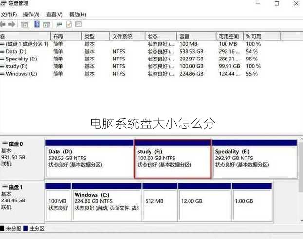 电脑系统盘大小怎么分